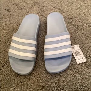 adidas Blue and White Slide Sandals